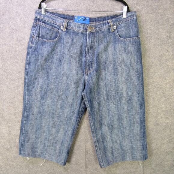 Tank Jeans Shorts Mens 38 Blue Denim Relaxed Fit Casual Raw Hem Distressed Style - Picture 1 of 10